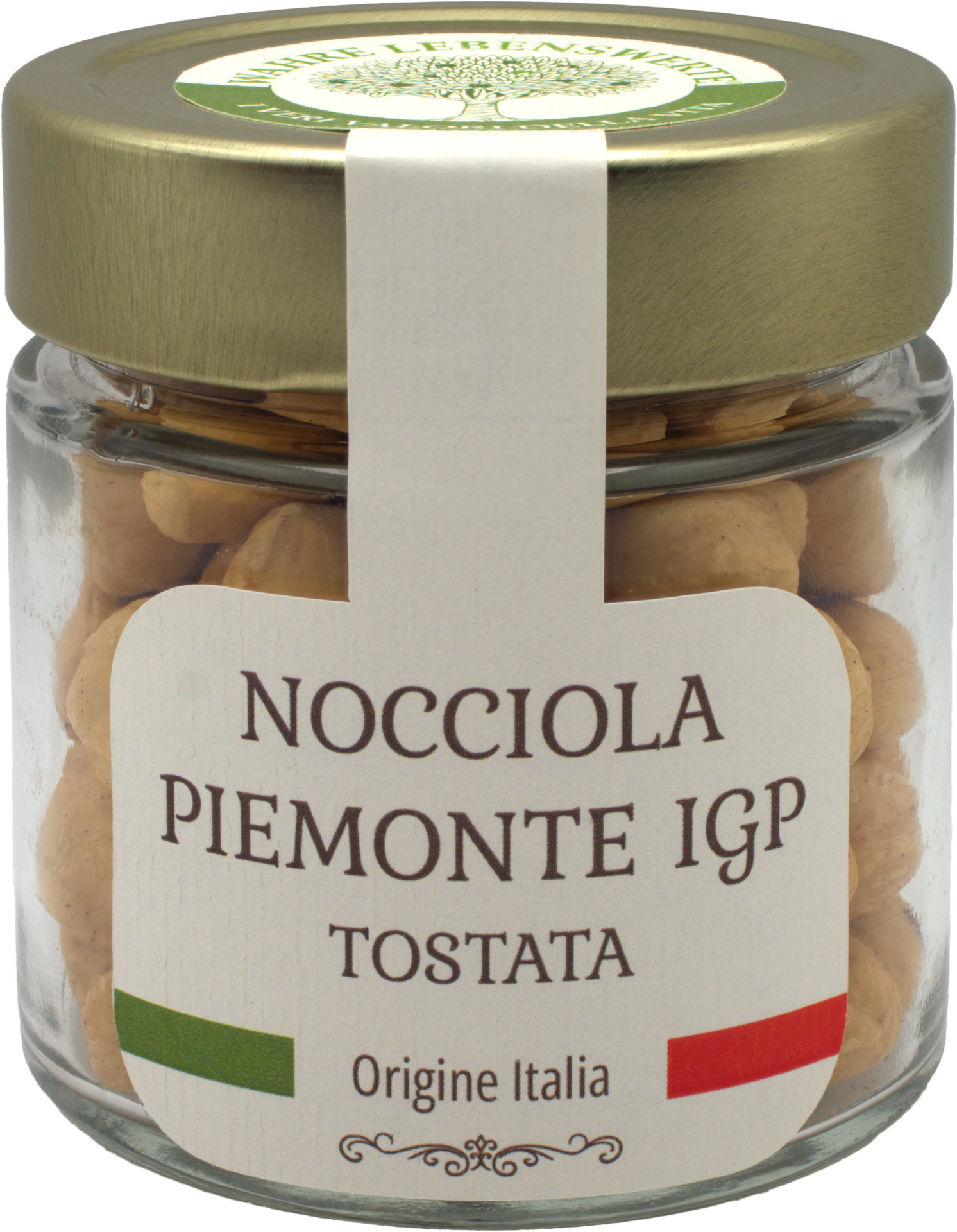 GERÖSTETE HASELNÜSSE IM GLAS - Nocciola Piemonte IGP - Die ersten Wahre Lebenswerte-Produkte aus Italien - Artikelnummer 7036